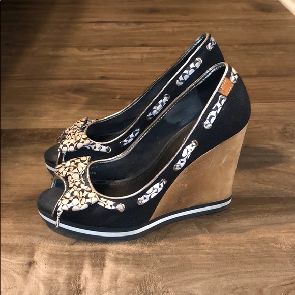 Coach Black and White Wedges - Picture 2 of 5